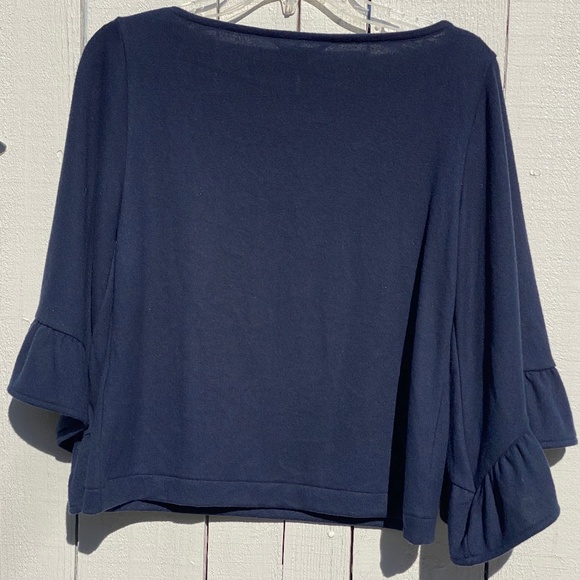 Banana Republic sweater 3/4 ruffle sleeve blue XS - Picture 3 of 11